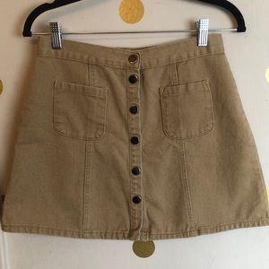 Camel Tan High Waist Mini Skirt